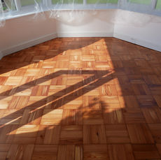Pitch Pine Parquet Flooring sanded & sealed in Lacquer