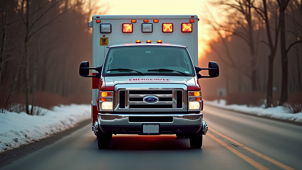 Eye-level view of an emergency medical response vehicle