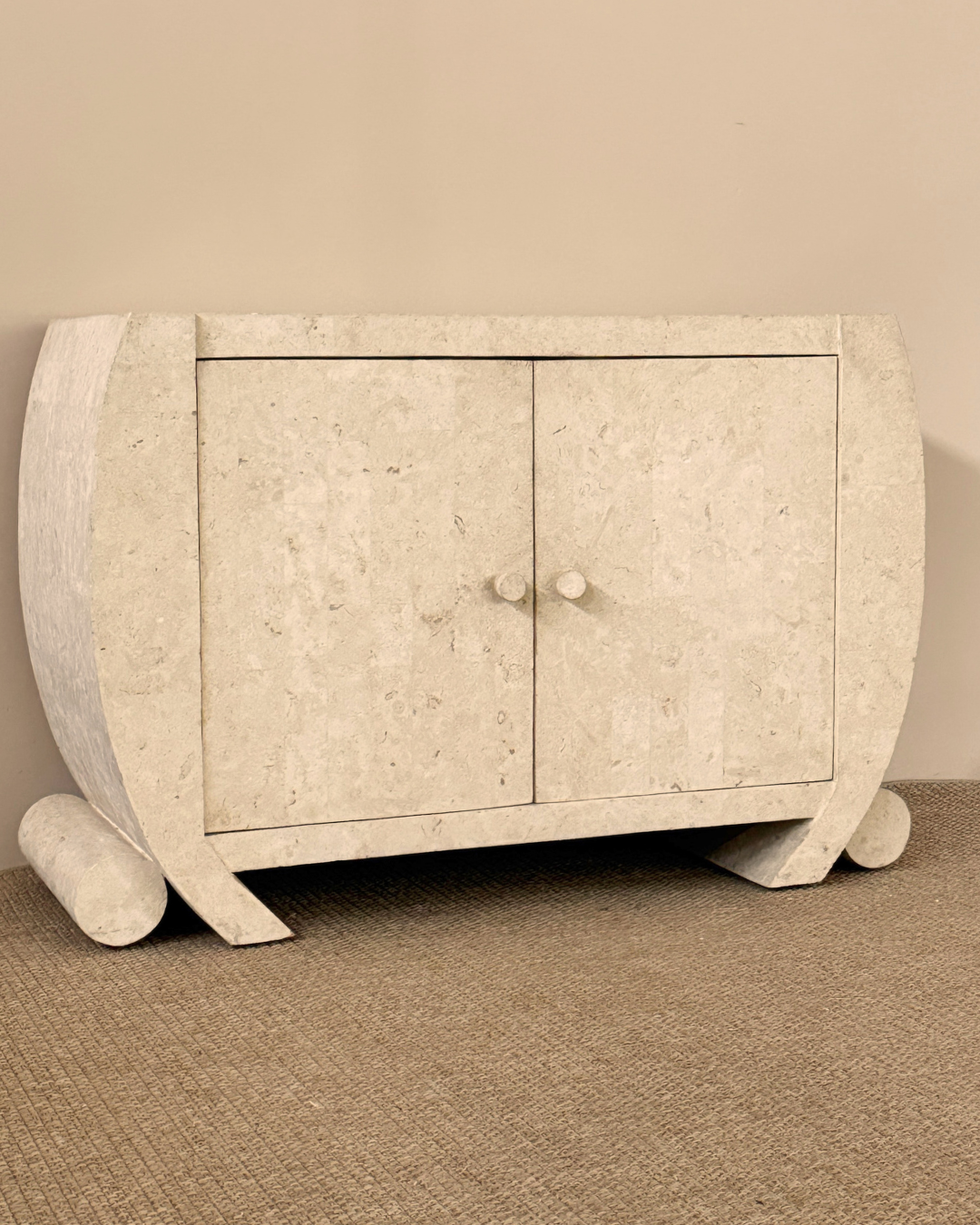 1970s Art Deco Revival Mactan Stone Cabinet