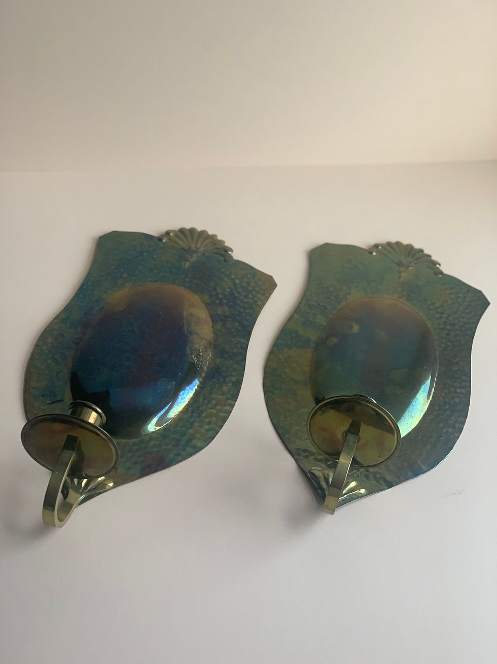 Thumbnail: Pair of Swedish brass candle sconces