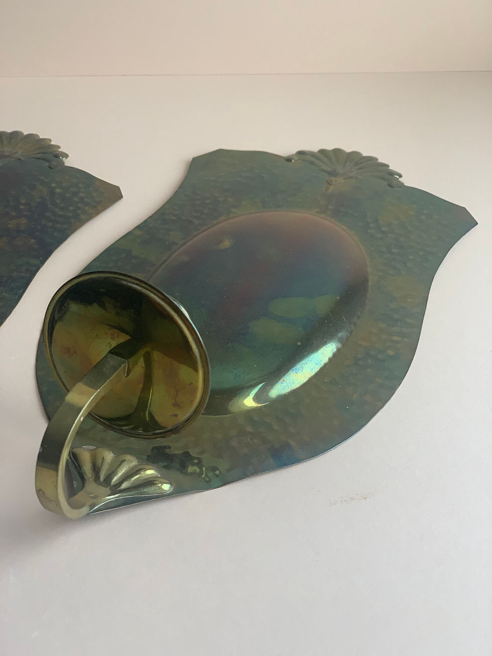 Thumbnail: Pair of Swedish brass candle sconces