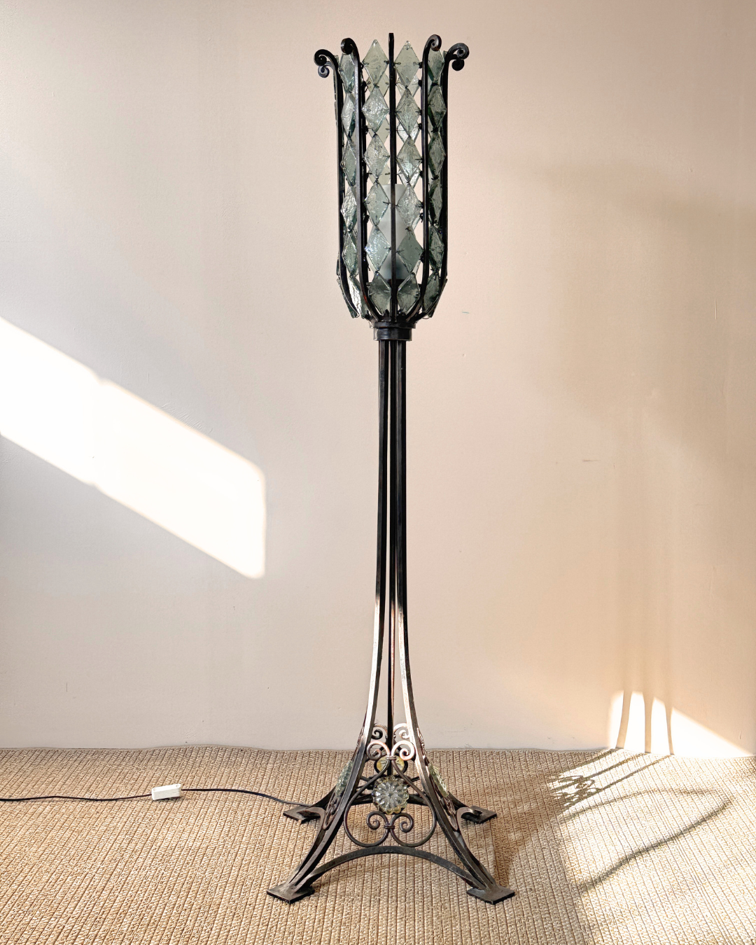 1990s Iron and Glass Floor Lamp