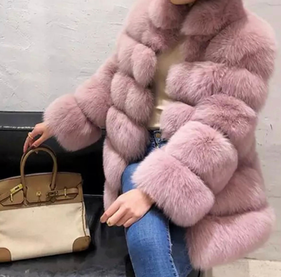 Miniatura: Audrey mid length faux fur Jacket. 18/21 days custom made preorder deliver