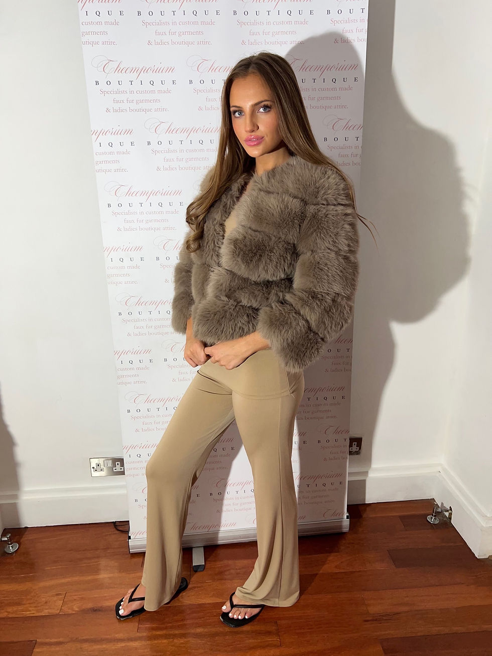 Miniatura: Audrey horizontal faux fur jacket. 21 days custom made preorder delivery estimat