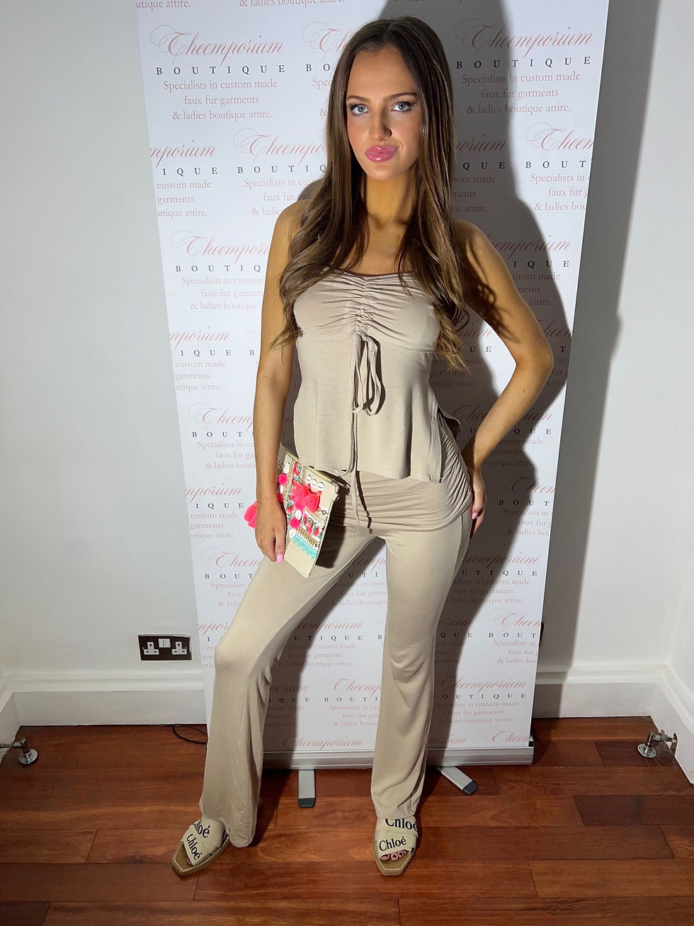 Miniatura: Rae split bandeau ruched top and fold over trousers. 1/3 working days delivery. 