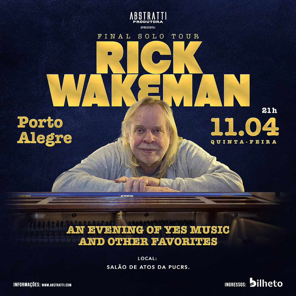 Rick Wakeman confirma show da turnê “The Final Solo Tour” em Porto Alegre dia 11 de abril