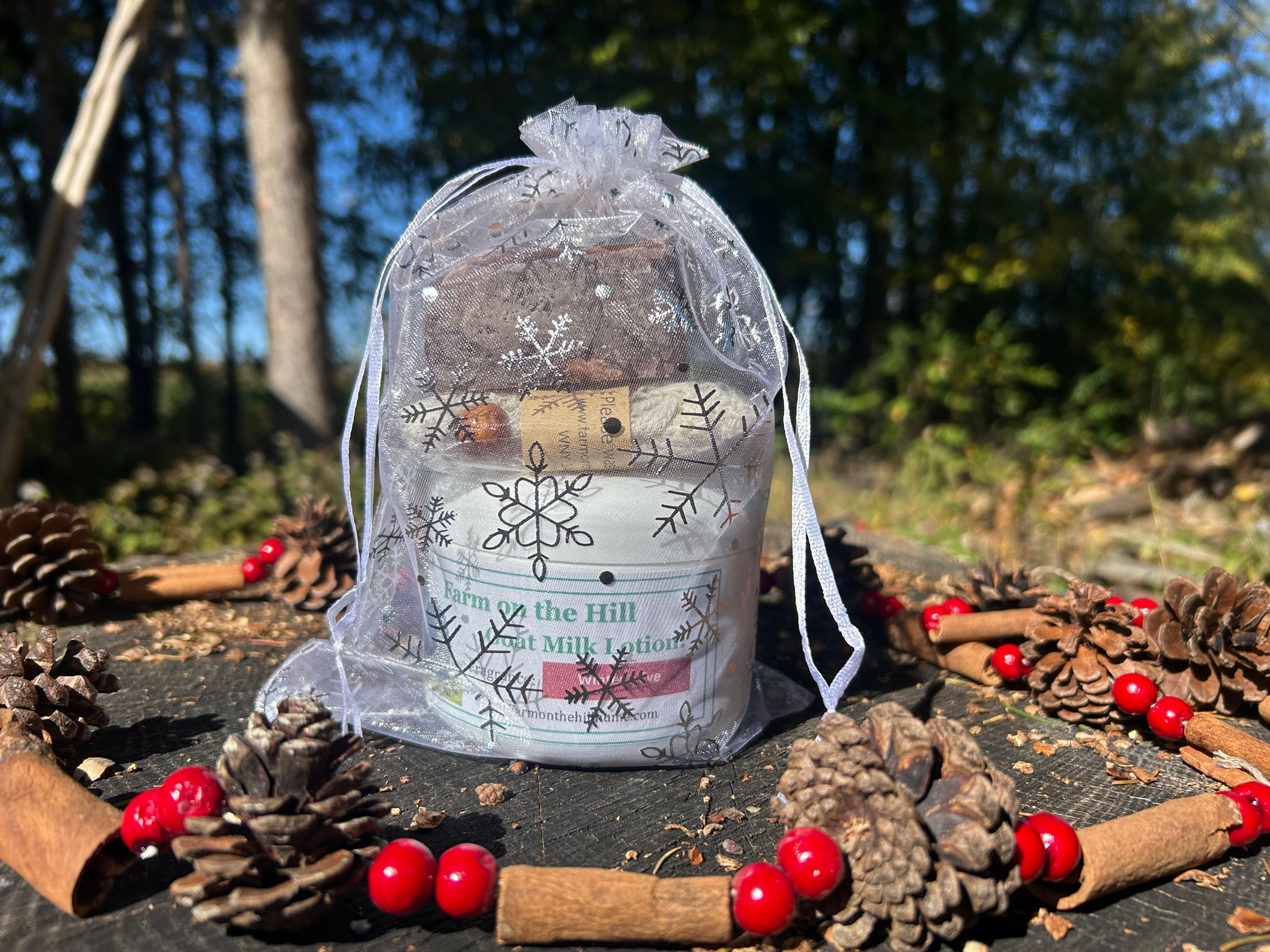 Goat Milk Lotion, Soap, and Soap Saver Christmas Gift Bag