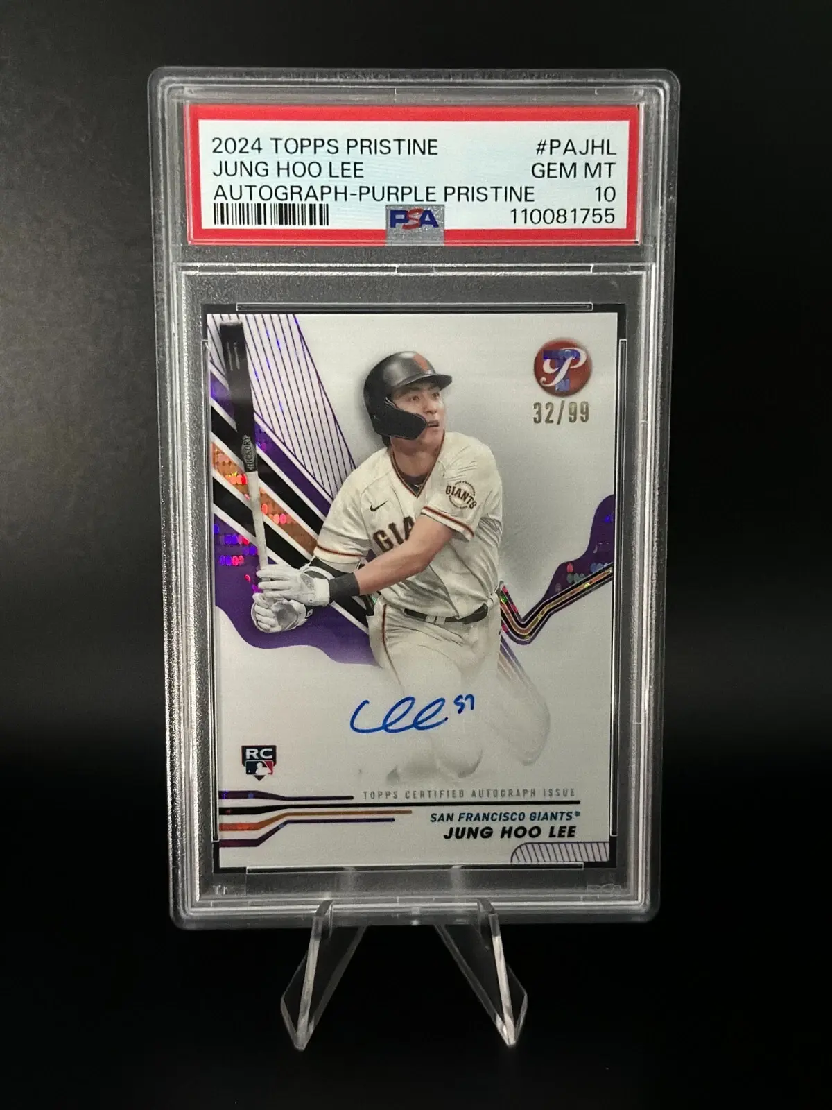 2024 Topps Pristine Jung Hoo Lee Purple Pristine Auto /99 Giants PSA 10 GEM MINT