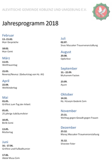 Jahresprogramm 2018 TR/DE