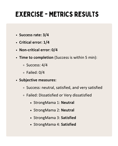 Exercise - Metrics results