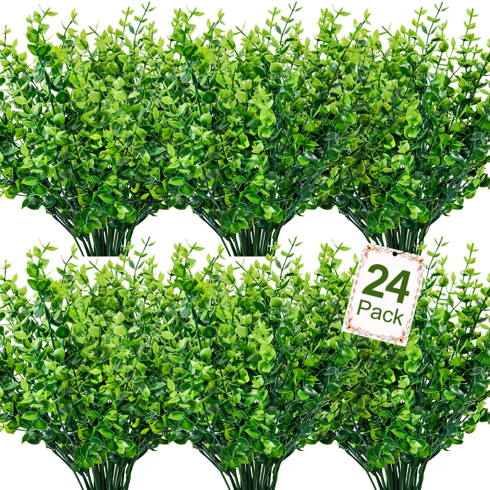 Ouddy Decor 24 Bundles Artificial Greenery Stems Fake Plants Outdoor UV Resistan