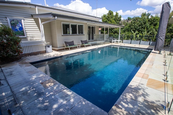 Kiama Black Stone – Aqualux Interior Finish Kiama Black Stone Aqualux vinyl pool liner in Auckland inground swimming pool Aqualux Kiama Black Stone dark pool interior finish in New Zealand Kiama Black Stone