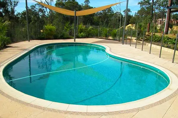 Maldive vinyl pool liner interior in NZ curved residential swimming pool