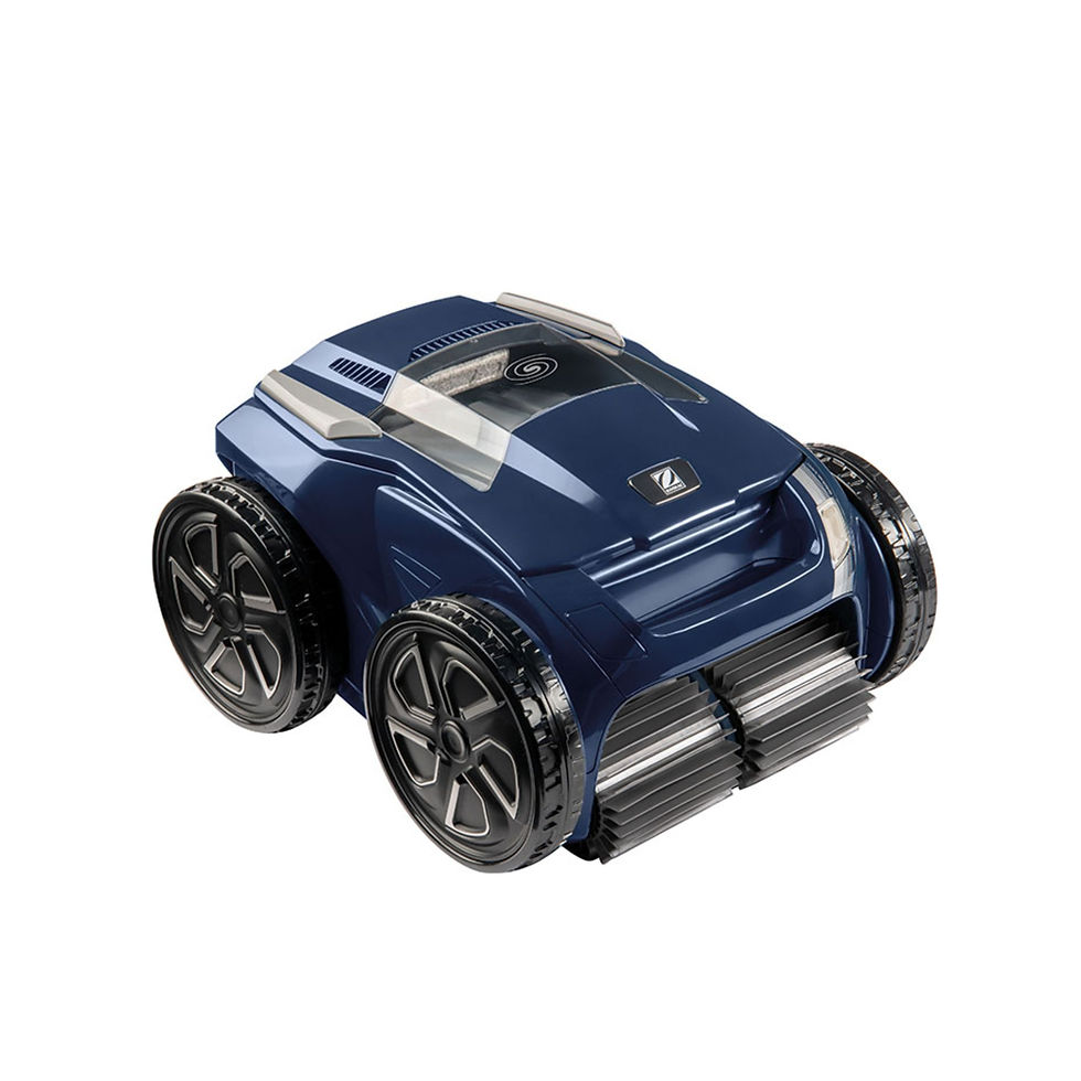 Zodiac EvoluX EX6050 iQ Robotic Pool Cleaner photographed on white background, showing advanced wheel design.