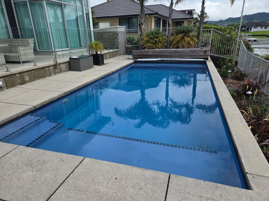 Modern pool with new liner and tiled entry steps, Auckland