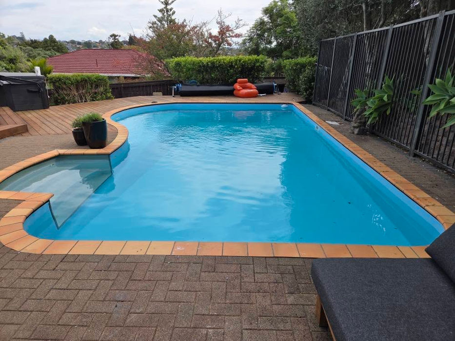 Modern pool with new liner and tiled entry steps, Auckland