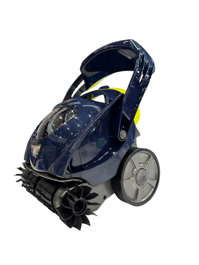 Zodiac SPABOT SB1000 Spa Cleaner shown at an angle, highlighting its compact and innovative design