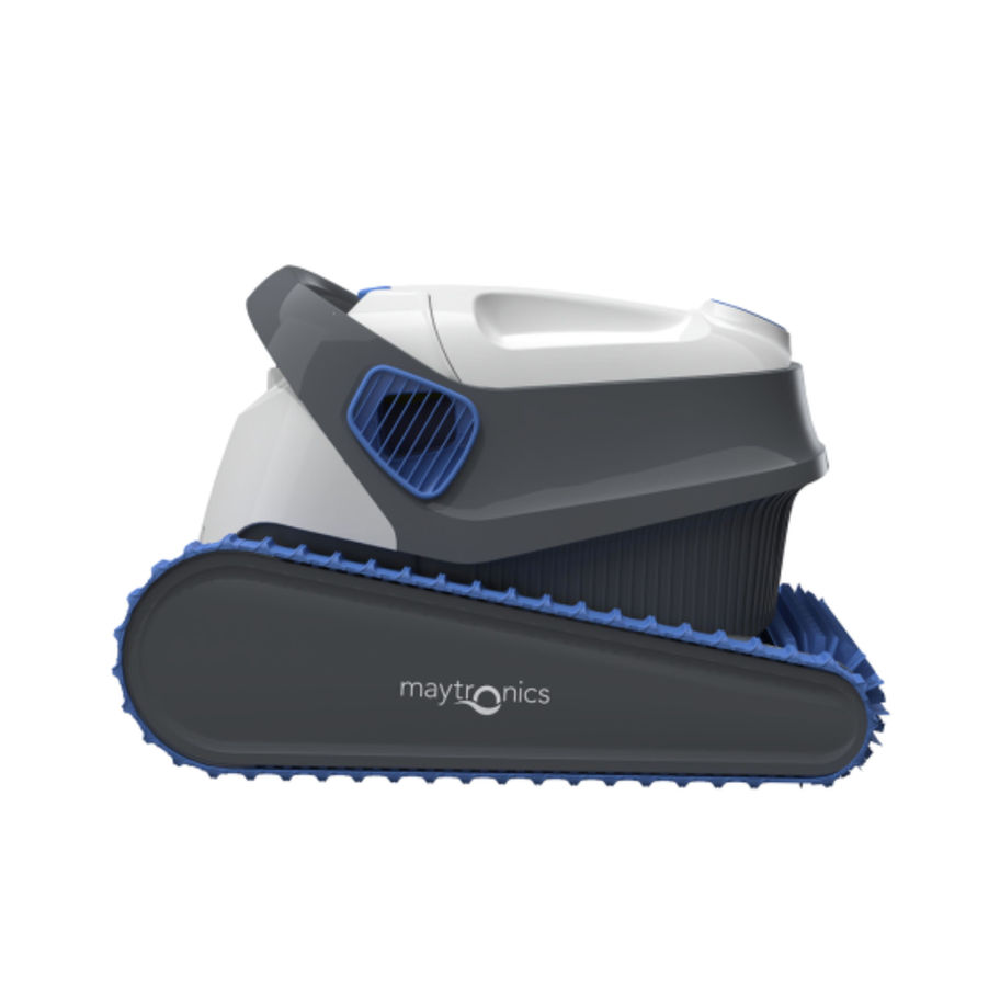 Side view of Dolphin S150 Robotic Pool Cleaner by Maytronics on a white background