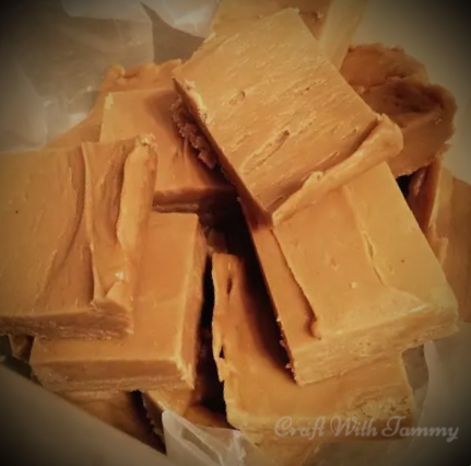 Close-up of smooth peanut butter fudge with a glossy finish
