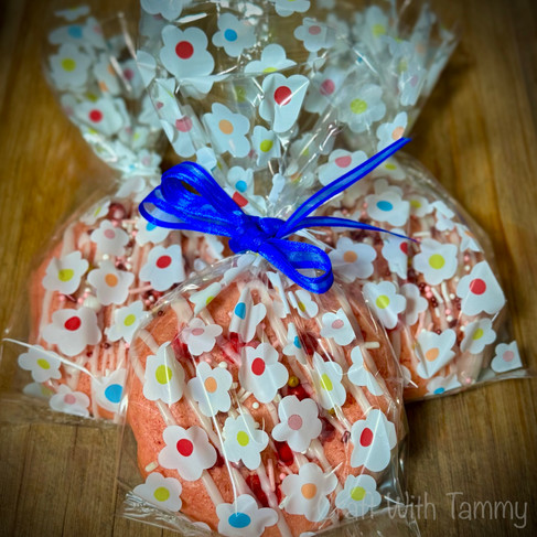 Stack of cookies tied with ribbon as a gift