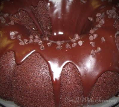 Moist chocolate Bundt cake topped with a rich, glossy ganache glaze.