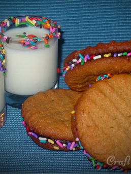 Peanut Butter Sandwich Cookies with Milk Shooters