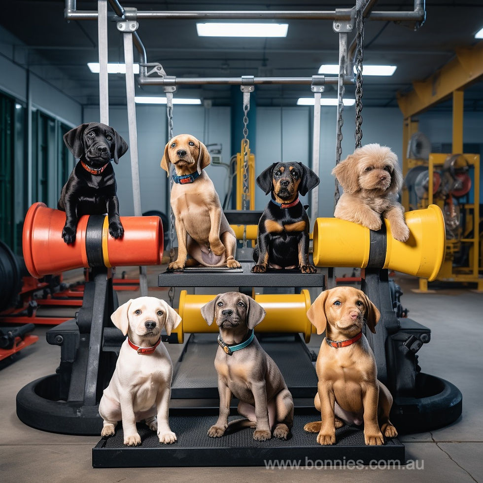 Group of puppies ready to start training at Bonnies Dog Training