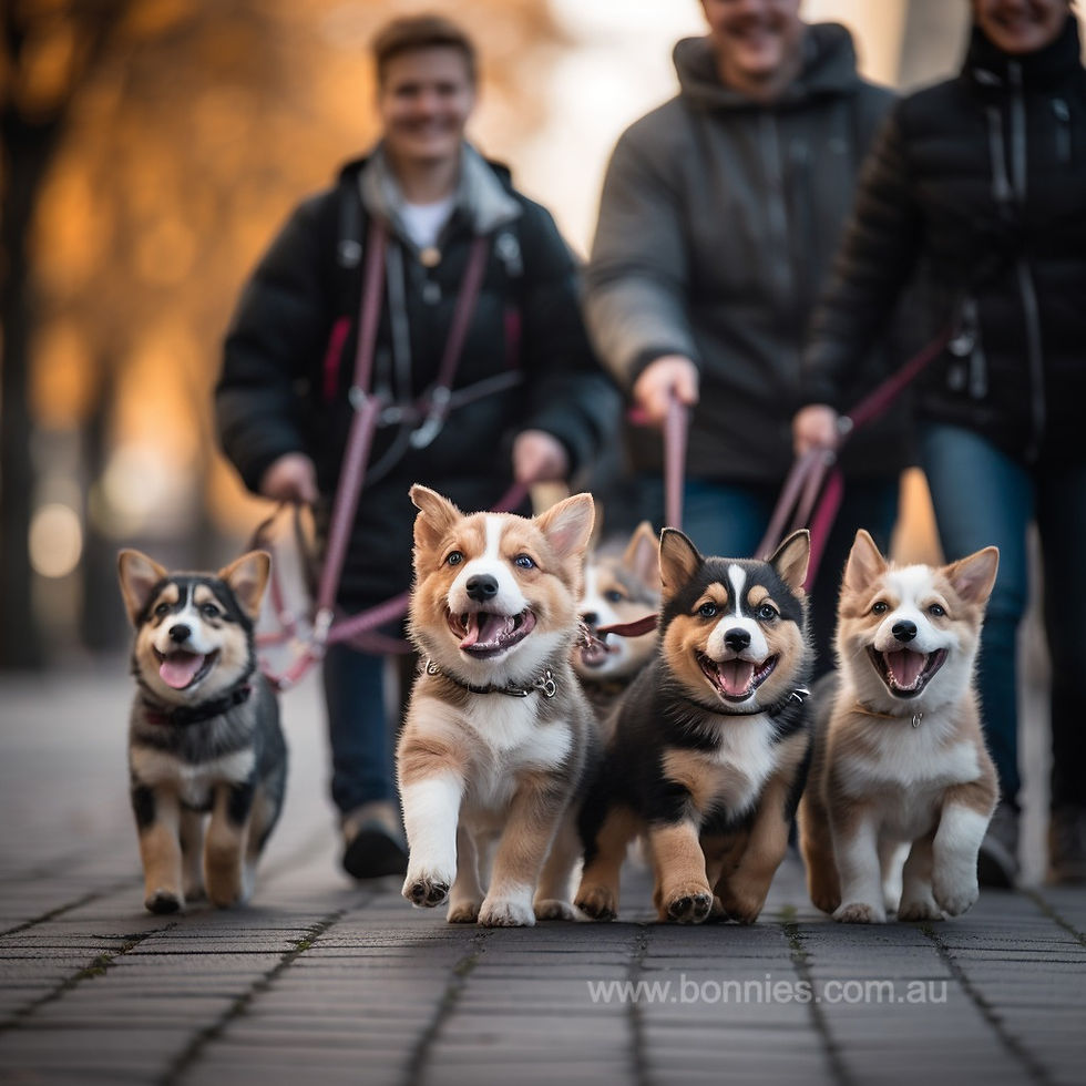 Puppies going on a walk. Train NOW