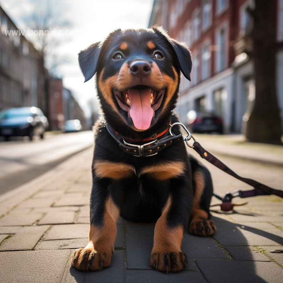 Rottweiler on a leash
