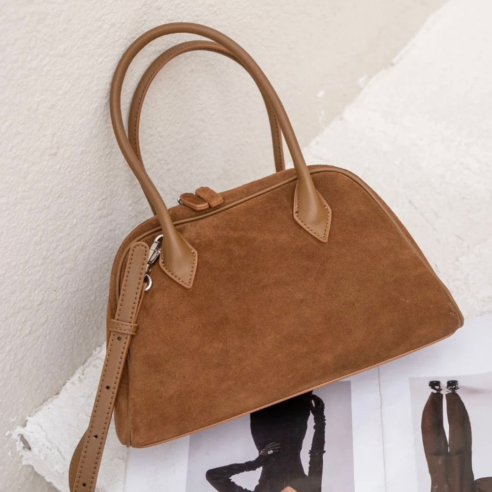 Frosted  Bowling Suede Bag