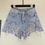 Thumbnail: High Waist Diamond Tassel Ripped Jean Shorts