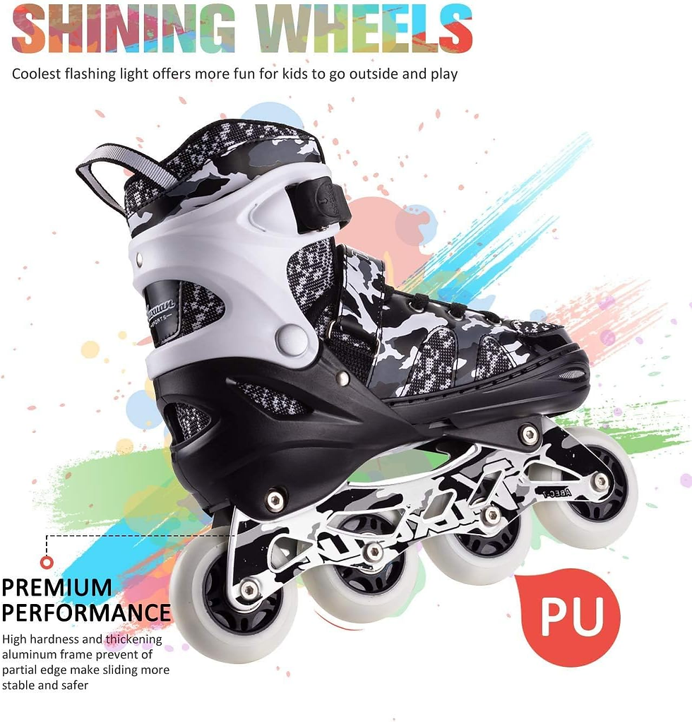 Thumbnail: Boys Adjustable Inline Skates with Light up Wheels, Fun Illuminating Skates for 