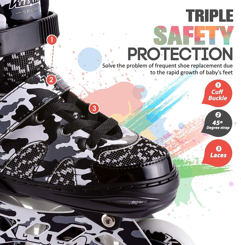 Thumbnail: Boys Adjustable Inline Skates with Light up Wheels, Fun Illuminating Skates for 