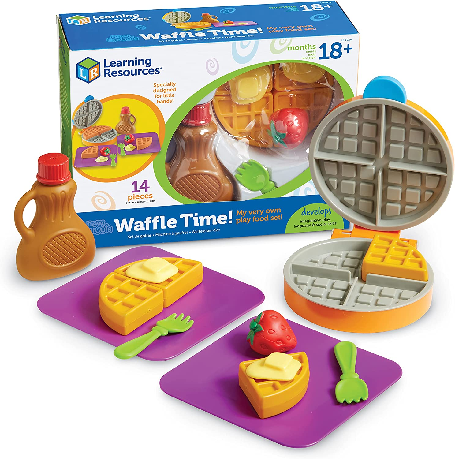 New Sprouts Waffle Time - Breakfast Pretend Play Food Kitchen Toys, Montessori E