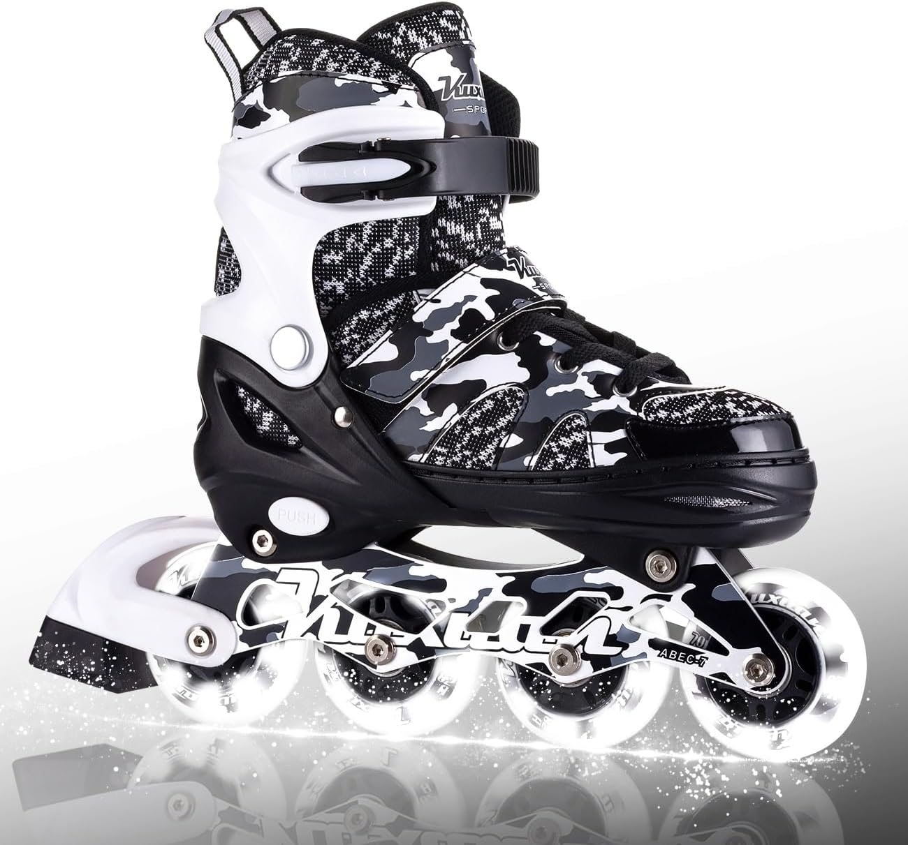 Boys Adjustable Inline Skates with Light up Wheels, Fun Illuminating Skates for 
