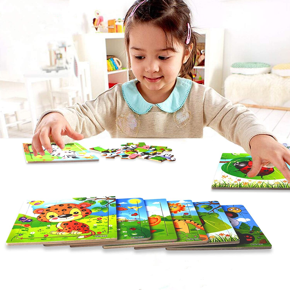 Thumbnail: 12 Pack Jigsaw Puzzles for Toddlers Wooden Animals Jigsaw Puzzles 9 Pcs with 12 