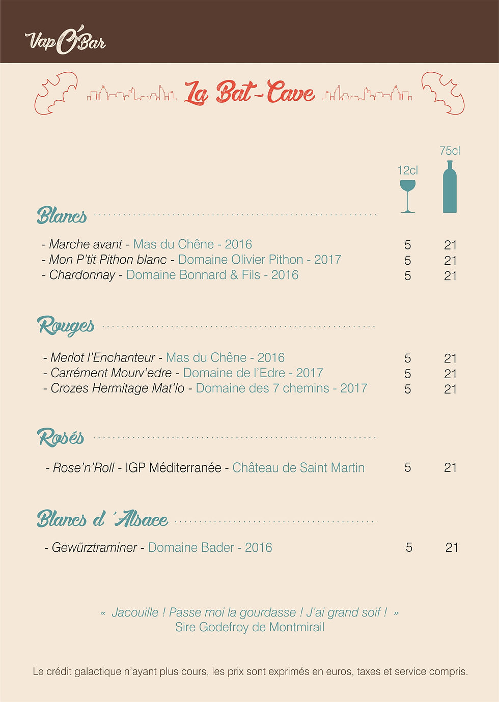 carte vins