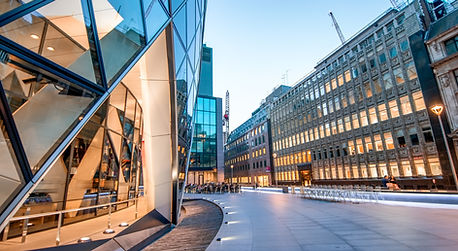 Skyward view of London City skyscrapers at twilight - UK..jpg