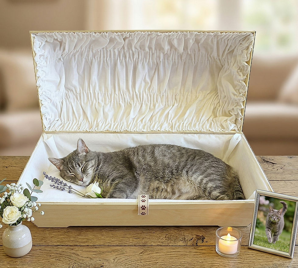 Miniaturbild: Katzensarg aus Holz | Tiersarg Katze | Katzensarg kaufen | satin
