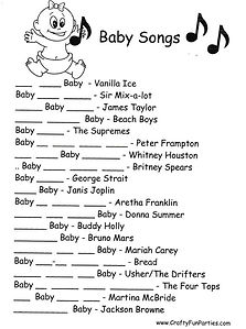 Baby Songs Printable Game