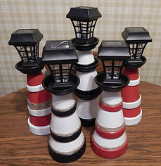 Clay Pot Lighthouses Solar Lights