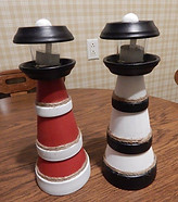 Clay Pot Lighthouses w Electric Candles