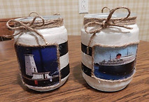 Nautical Decoupaged Jars Black Stripes