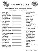 Star Wars Stars Match the Actor to the Character Printable Game