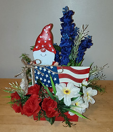 Gnome with Flag floral arrangement