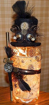 Steampunk Light Up Wine Bottle