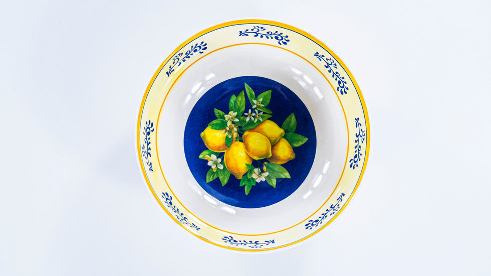 Melamine tableware with lemon design