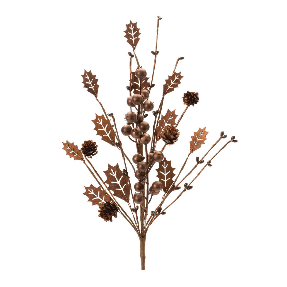 Mixed Holly Berry Pinecone Spray (Set of 6)