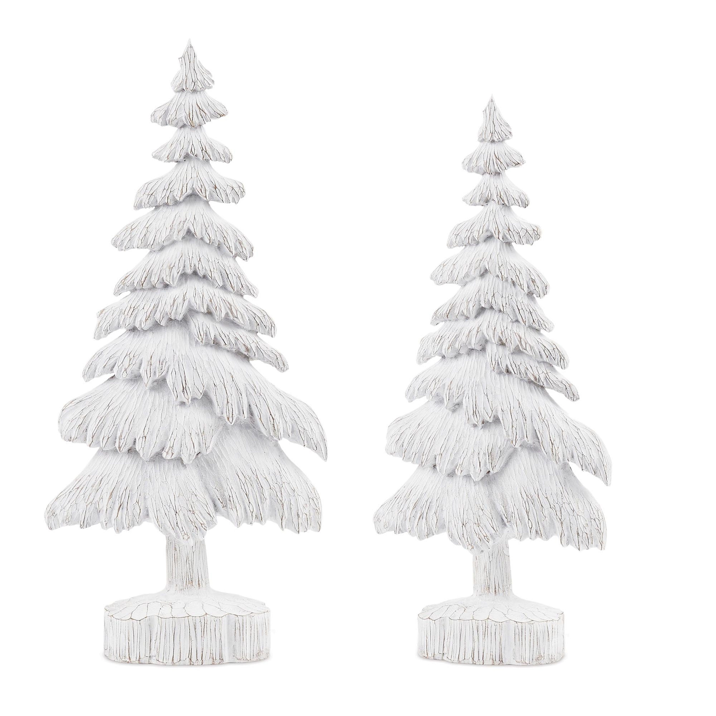 White Washed Pine Tree (Set of 2)