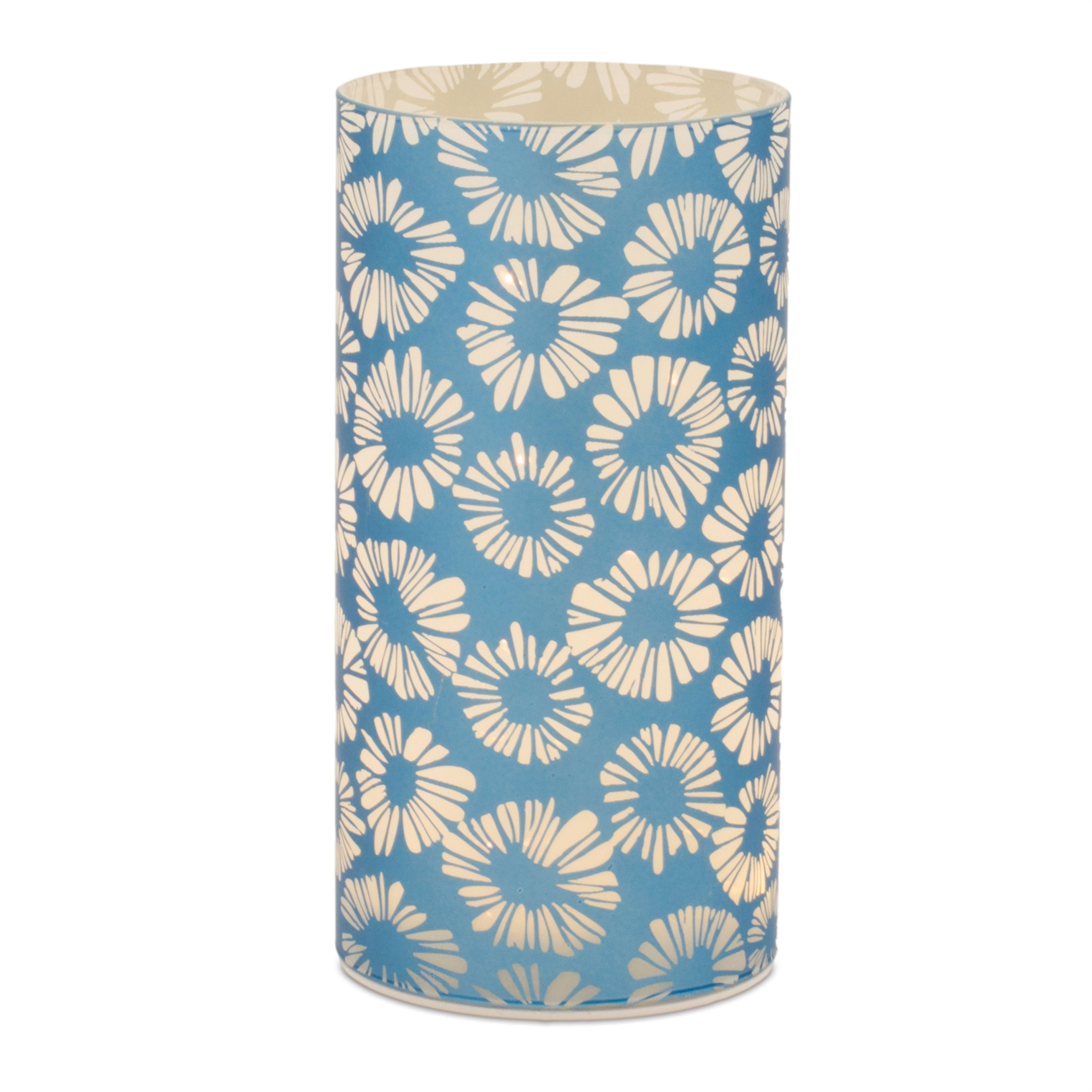 LED Floral Frosted Glass Luminary